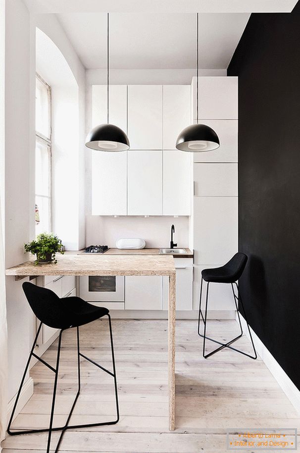 Design einer Küche in einer kleinen Wohnung
