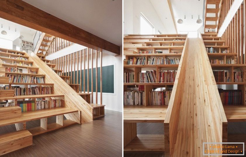 Ungewöhnliche Treppenhaus-Bibliothek