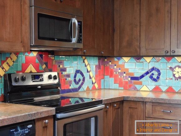 Küchenschürze mit einem Muster aus Keramikfliesen