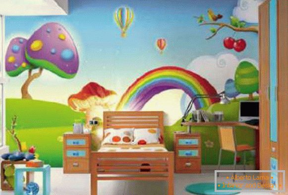 Regenbogen Tapete in einem Kinderzimmer, Foto 24