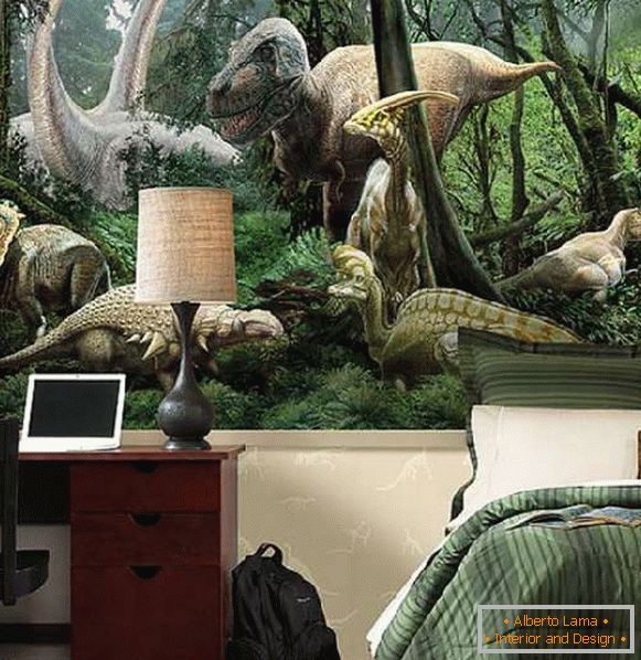 Dinosaurier Tapeten in einem Kinderzimmer, Foto 45