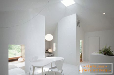 Innenraum eines kleinen privaten Hauses in der weißen Farbe