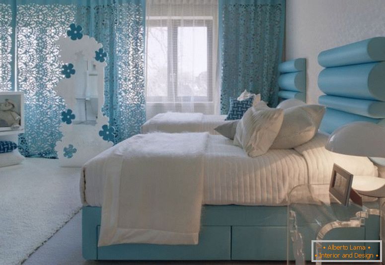 blau-Schlafzimmer-Farbe-und-weiß-Teppiche-Design-in-modern-Luxus-Träume-Haus-Design-by-shh