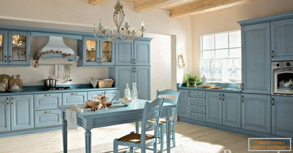 Möbel в кухне голубого цвета