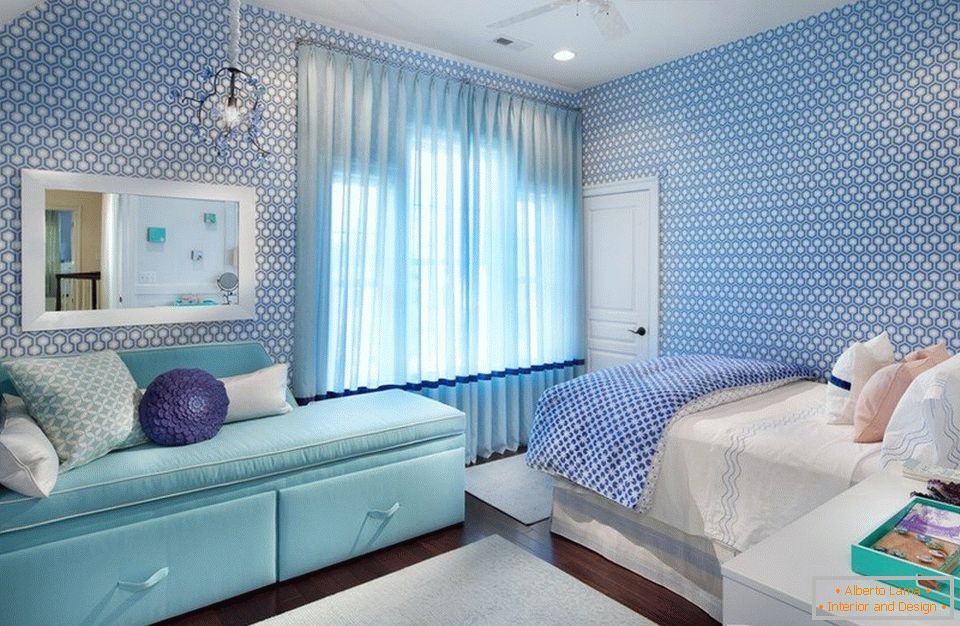 Blaue Tapeten im Schlafzimmer