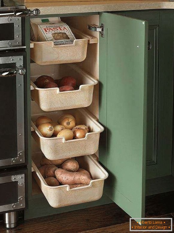 Wie man Gemüse in der Küche - Kästen und Behälter speichert