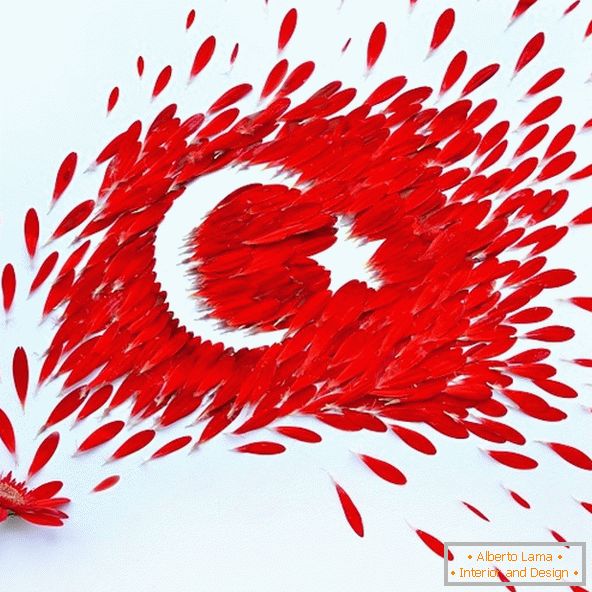 Flagge der Türkei aus Blütenblättern von Blumen