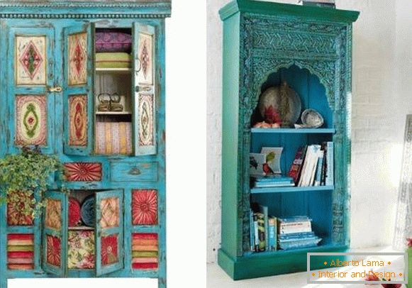Möbel im orientalischen Stil - türkisfarbene Schränke aus Indien