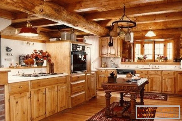 Innenraum der Küche eines Holzhauses - Foto vom Holz