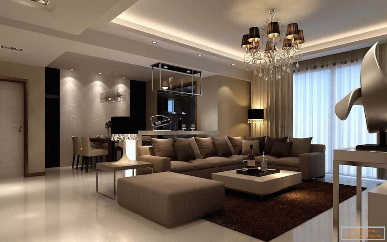 Modernes Design des Wohnzimmers in einem klassischen Stil