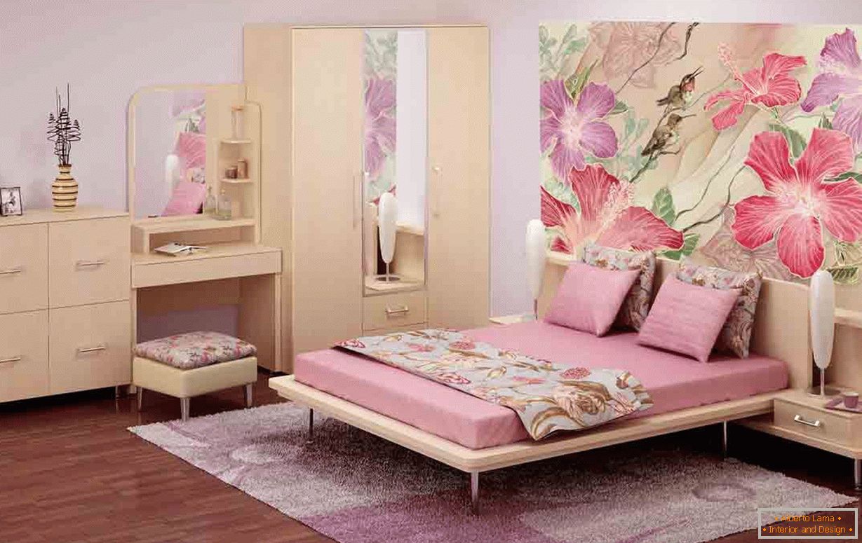 Schlafzimmer in rosa Farben