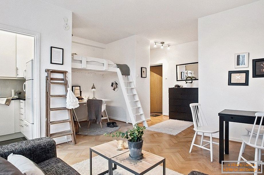 Studio-Apartment in Schwarz und Weiß