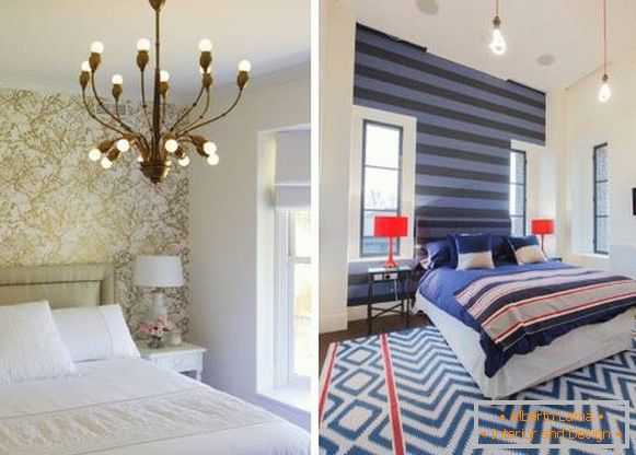 Die besten Ideen, wie Tapeten für Wände zu kombinieren - Foto Schlafzimmer