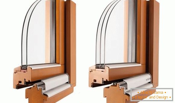 Verbundfenster - Foto von einfach und doppelt verglasten Fenstern