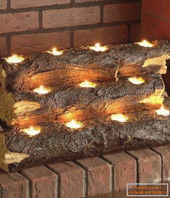 Kerzenhalter für den Kamin in der Wohnung - Fotodesign