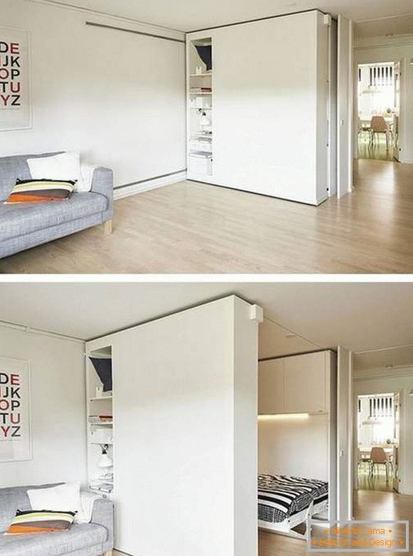 Möbel in einer Ein-Zimmer-Wohnung von 40 qm, Foto 11 zu arrangieren