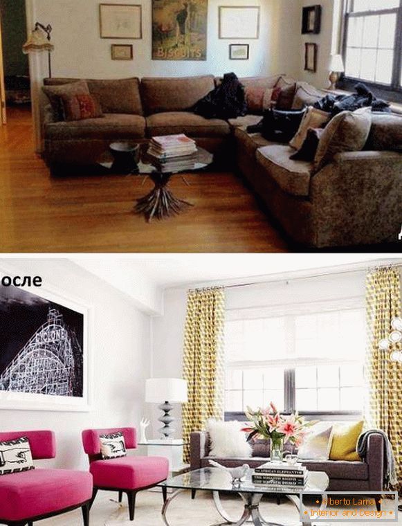Wie man Möbel im Wohnzimmer anordnet - Fotos vor und nach der Umgestaltung