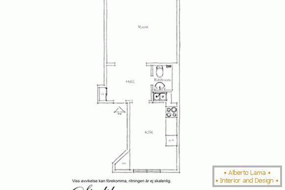 Plan einer Wohnung von kleinen Dimensionen