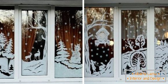 Wir dekorieren die Fenster für das neue Jahr wunderschön und geschmackvoll