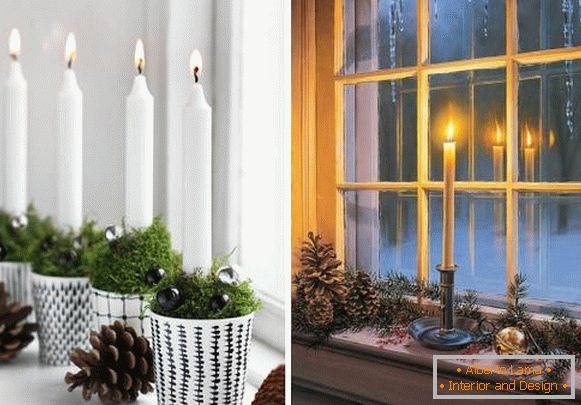 Ein Fensterbrett für das neue Jahr machen - Kerzen und Unebenheiten