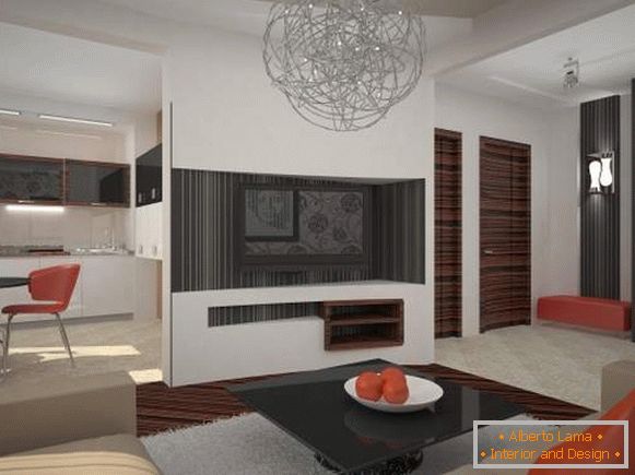 Design einer Zweizimmerwohnung im modernen Stil