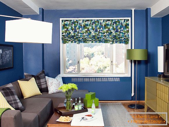 Blaue Wände im Wohnzimmer