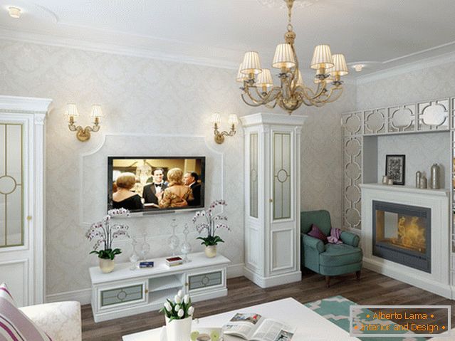 Beispiel der Innenarchitektur eines kleinen Wohnzimmers auf dem Foto