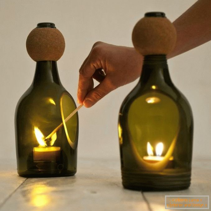 Kerzenhalter aus Weinflaschen