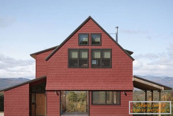 Modische Kombination von Dach- und Fassadenfarben 2016: rot und schwarz