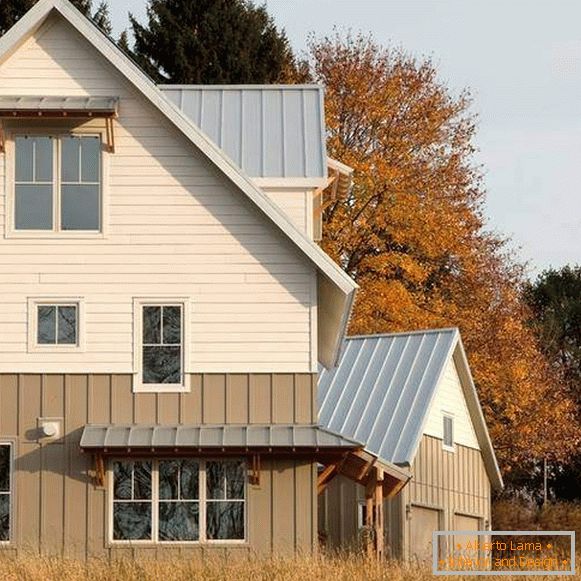 Welche Farbe hat die Fassade eines Privathauses - Foto eines zweistöckigen Hauses