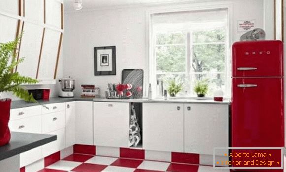 Rote Küche im Innenraum Foto 17