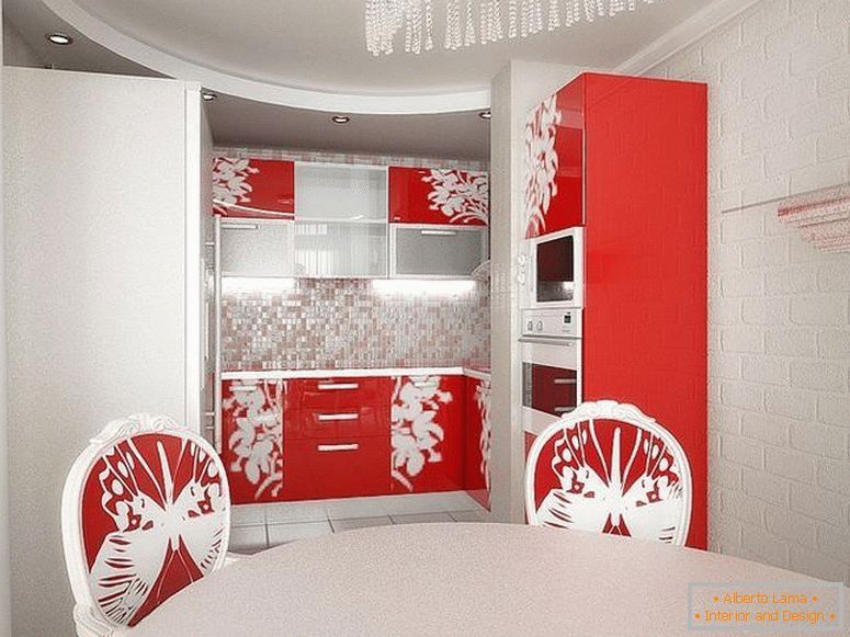 Die Kombination von hellem Interieur und roten Möbeln
