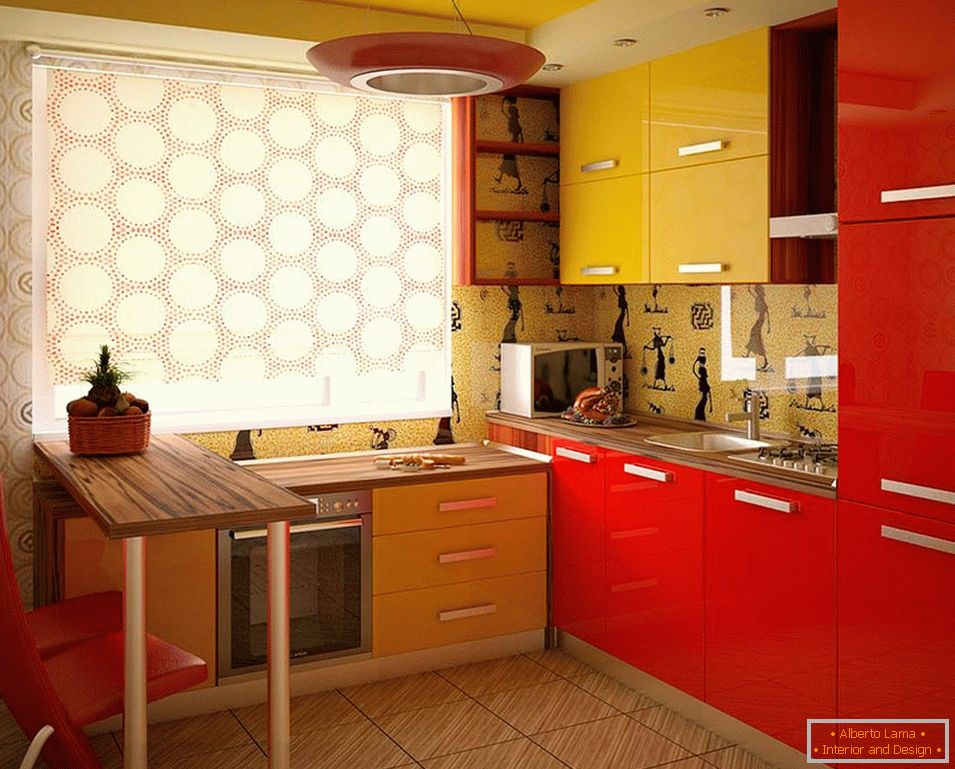 Rote und gelbe Küche