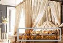 Kreative Ideen eines Baldachins für ein Bett in einem Schlafzimmer: Wahl des Designs, der Farbe und des Stils