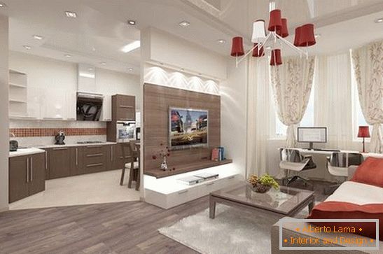Küche Wohnzimmer mit Zoneneinteilung, Foto 23