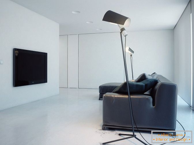 Wohnzimmer Studio-Apartment in weißer Farbe