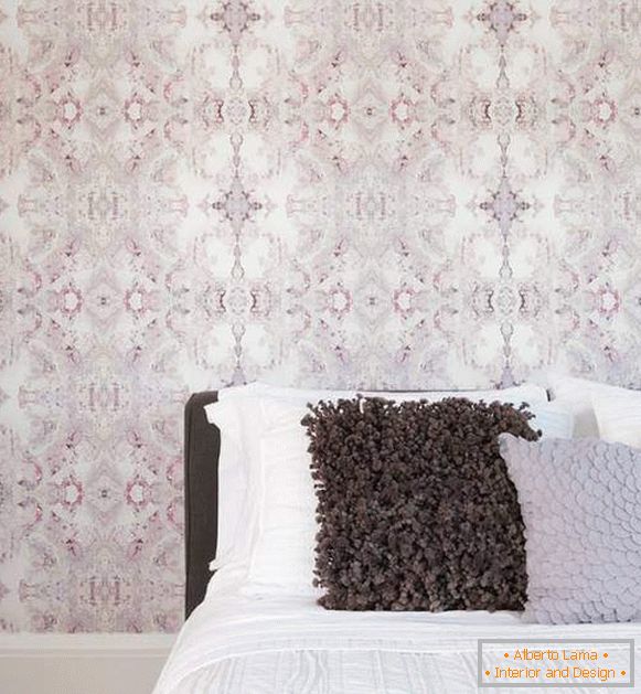 Kreative rosa Tapete im Schlafzimmerfoto 2015