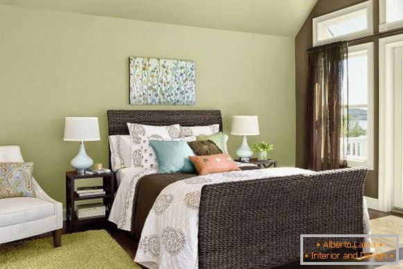 Entwerfen Sie ein Schlafzimmer im tropischen Stil - grüne Tapete
