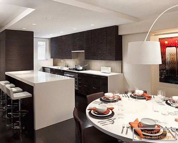 Ultra-moderner Stil небольшого кухонного пространства