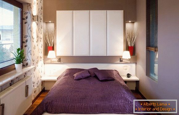 Lavendelfarbe im Design des Schlafzimmers