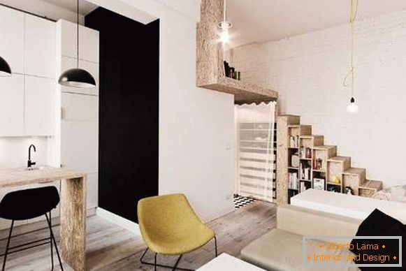 Studio-Apartments im modernen Design in Schwarz-, Weiß- und Brauntönen