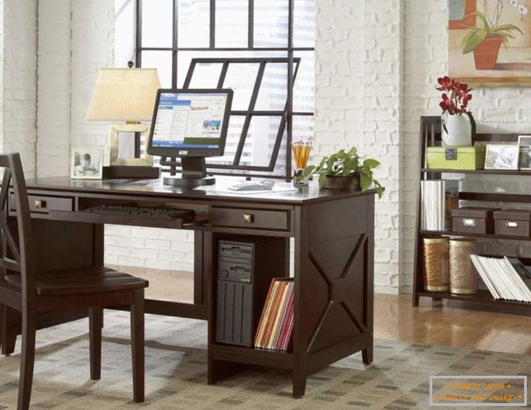 elegant-home-Büro-mit-holz-dark-schreibtisch-und-stühle-10-modern-home-Büro-design-ideen
