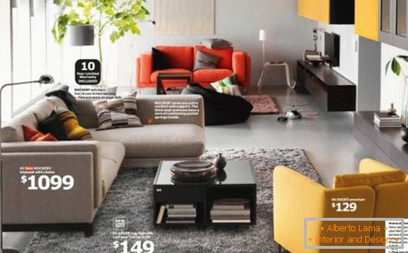 Design des Wohnzimmers mit Möbeln IKEA