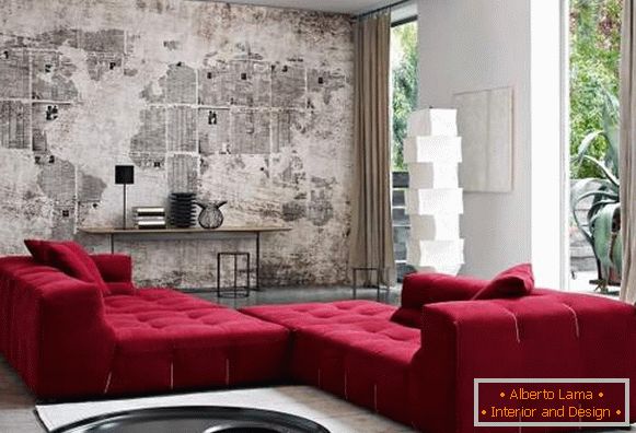 Leuchtend rote Sofas im Wohnzimmer Foto
