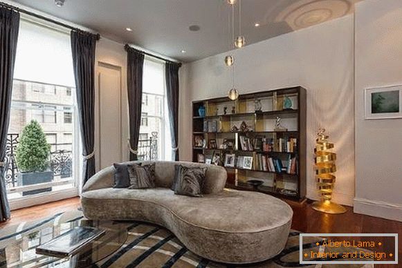 Schöne Sofas im Wohnzimmer - Foto mit Samtpolsterung