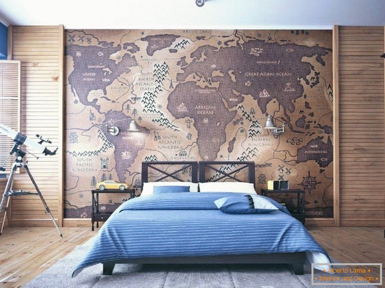 Karte auf der Schlafzimmerwand
