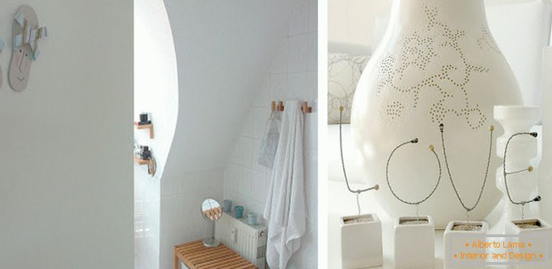 Badezimmer und dekorative Elemente in weißer Farbe