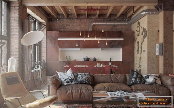 Interieur und Möbel im Loft-Stil