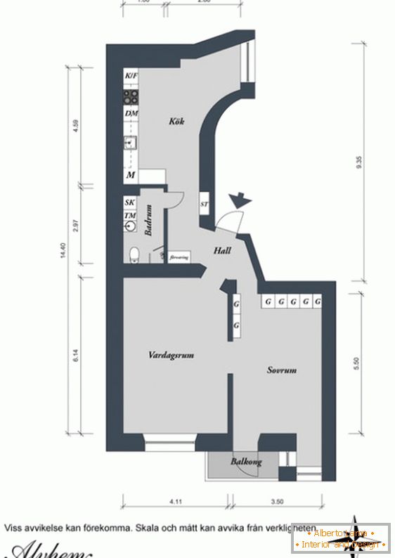 Plan einer kleinen Wohnung