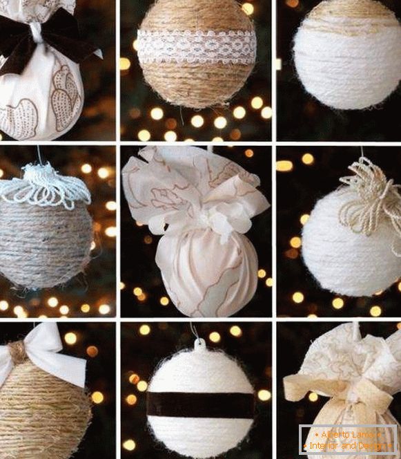Weihnachtsbälle des Threads mit ihren eigenen Händen - Fotoideen